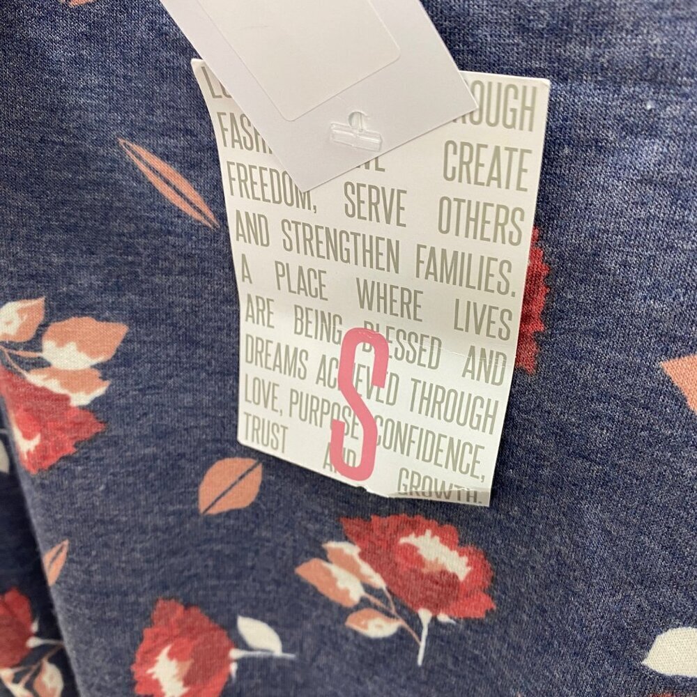 LuLaRoe Isla Navy Blue Maxi Dress with Red Floral Pattern - Picture 5 of 7